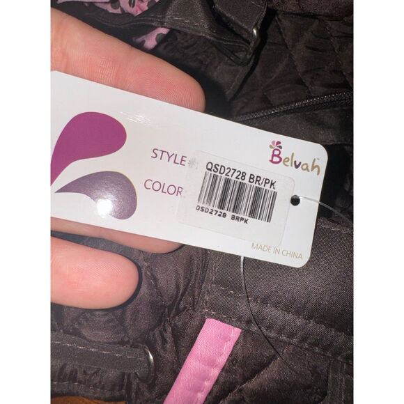 Belvah NWT Quilted Backpack with 1 or 2 Straps Brown and Pink - Picture 15 of 15